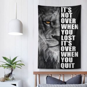 VIKAMA Sư Tử Đen Trắng Trích Dẫn Truyền Cảm Hứng Tấm Thảm Treo Tường Trang Trí Nhà Polyester Khẩu Hiệu Nghệ Thuật Treo Tường Cho Phòng Khách Phòng Ngủ Lối Vào