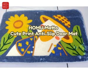 HOMU Matto Cute Print Anti-Slip Door Mat Keset Kamar Bulu Domba Halus Corak Mewah
