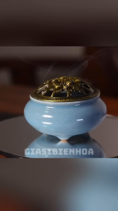 Dụng Cụ Đốt Trầm Bằng Men Rạn Có Nắp Đậy