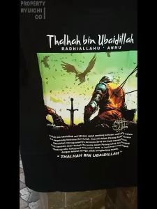 KAOS THALHAH BIN UBAYDILLAH - KAOS DAKWAH ISLAMI - COMBED 30S & 24S PREMIUM JETBLACK - RYUICHI KAOS SAHABAT NABI