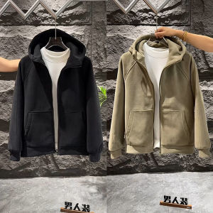 Áo Khoác Nam Mùa Thu Đông Dày Hai Mặt Nhung Coral Thời Trang Thường Ngày Khóa Kéo Ấm Áp Dài Tay Áo Nỉ Có Mũ Trùm Đầu