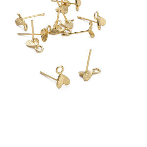 ต่างหูหัวใจทองเหลืองชุบทอง14K พร้อมที่แขวนสำหรับทำเครื่องประดับสร้อยคอ DIY สร้อยข้อมือ1ชิ้น/ถุง