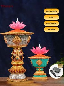 LED Electronic Lotus Lamp for Buddha Altar Home Use Long Bright Candle