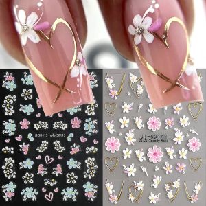  สติกเกอร์ติดเล็บลายดอกไม้ฤดูใบไม้ผลิ/ฤดูร้อน 2 ชิ้น ใช้งานง่ายสำหรับตกแต่งเล็บ DIY ของขวัญ งานปาร์ตี้ และแต่งหน้างานแต่งงาน