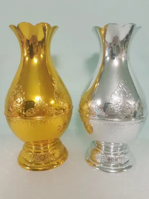 แจกันสีเงิน-สีทอง 1 คู่ (ตราธรรมบุญ)