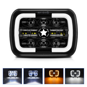 7x6 5X7 Inch LED Headlight Square Hi-Lo Beam Halo For Jeep Cherokee XJ Wrangler YJ Off-road Truck Motorcycle LED Headlight