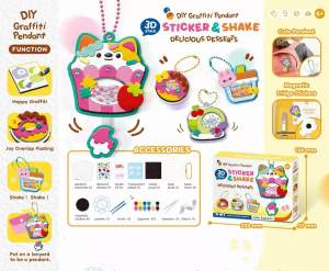 Kids DIY graffiti pendant sticker and shaker craft kit DIY keychain kids goodie bag