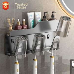 Cup Included Wall-Mounted No-Drilling Toothbrush Holder