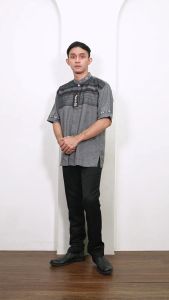 MOERBA KOKO KEMKO (BONUS DUS) LENGAN PENDEK MOTIF SALUR / BUSANA MUSLIM PRIA DEWASA / BAJU KOKO TERMURAH 19D243527