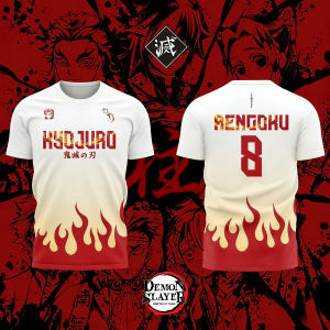 Bandai | 2026 Bandai Demon Slayer Anime RENGOKU NO.8 3D Print Football Jersey for Mens Tshirt Summer Sports Casual Tees Kids/Adult Y2k