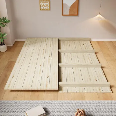 Rentals Suitable Solid Wood Low Bed Frame Moisture-Proof Japanese Style Platform Bed