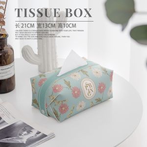 American Classical Pastoral Leather Paper Extraction Box Tissue Bag Living Room Coffee Table Office Creative Tissue Box Affordable Luxury Style High