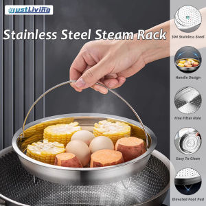 JustLiving 304 Stainless Steel Steamer Basket for Instant Pot/ Pressure Cooker To Steaming/ Vegetable/ Dumplings Food Steamer Basket with Handle and Base Leg - Multiple Use As Rice Pasta Fruit Washer