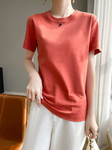 เสื้อยืดคอกลมแขนสั้นผ้าคอตตอนระดับไฮเอนด์สำหรับผู้หญิง ทรงหลวม สไตล์เกาหลี สีขาว ฤดูร้อน 2025 เสื้อยืดคอกลมเนื้อบาง