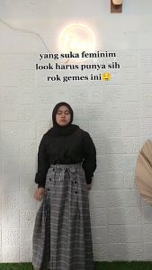 Rok Panjang Wanita Cantik Bawahan Muslimah Kotak Lebar