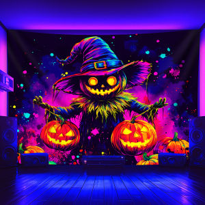 VIKAMA Halloween Scarecrow Tapestry Theme Party Living Room Backdrop Halloween Atmosphere Living Room Decor