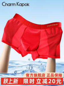CharmKapok Mens Ice Silk Boxer Shorts Red Snake Year Underwear Antimicrobial Comfortable mid Waist Briefs Gift Box