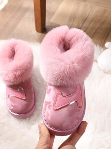 Thickened Fleece Winter Boots for Kids Girls Waterproof Non-Slip Cotton Shoes Childrens Short Boots Baby Winter Footwear
