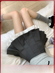 กระโปรงทรงเอเอวสูง กระโปรงสั้นผู้หญิงฤดูร้อนและฤดูใบไม้ร่วง กระโปรงสั้นทรงเอสำหรับผู้หญิงไซส์ใหญ่ กระโปรงสั้นลายพันพื้น กระโปรงสั้นผ้าโพลีเอสเตอร์สีพื้น