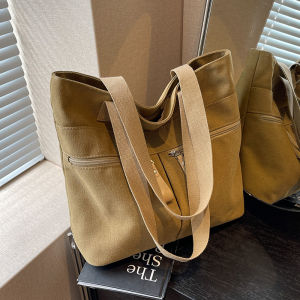 Large Capacity Canvas Tote Bag Womens Summer Fashion Commuter Handbag for College Students Single Shoulder Bag Handbag