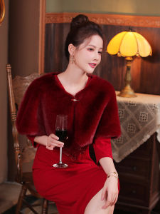 Áo Khoác Cưới Lông Giả Sang Trọng Đa Năng Cho Tiệc Cưới Mùa Thu Đông Áo Khoác Cạp Cao Bằng Da Tổng Hợp Áo Khoác Ngoài