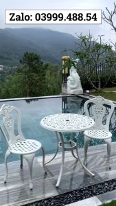 Bộ bàn ghế ban công ngoài trời Nhôm đúc Bàn ghế sân vườn ngoài trời Tròn Bàn ghế ngoài trời - BO32