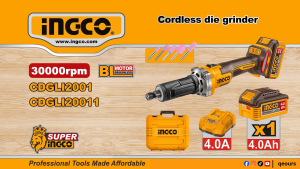 INGCO 20V CORDLESS DIE GRINDER | BRUSHLESS MOTOR | CDGLI20012 CDGLI2001