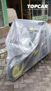 Topcar Cover Motor Yamaha Gear 125cc Transparant Plastik Waterproof Indoor Outdoor Anti Air Sarung Pelindung Pembungkus Penutup Body Jok Cat Sepeda Motor Metic Sport Trail Moge