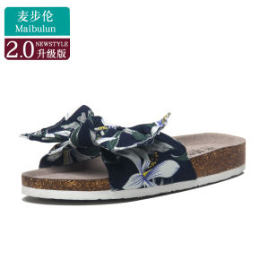 Maibulun Cork Slippers Flats Non Slip Bows Womens Sandals Cute Home Outdoor Beach Birkenstock Shoes Summer