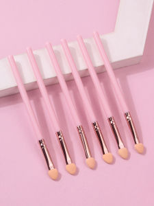 ชุดแปรงอายแชโดว์สีชมพู 6 ชิ้น แปรงอายแชโดว์แบบฟองน้ำ แปรงเบลนด์ แปรงคอนซีลเลอร์ แปรงแต่งตาอเนกประสงค์
