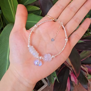 Q1551 Lắc Ag ngũ điếu cỏ 4 lá túi tiền Đaa Mặt Trăng treo móc Ag dây xâu lõi Ag cho mệnh Kim và Thuỷ - Phong Thuỷ TUDO