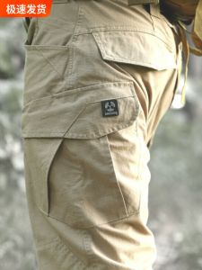 กางเกงทำงานฤดูใบไม้ผลิและฤดูใบไม้ร่วงแบบยุทธวิธี ทรงตรง ทนทาน หลายกระเป๋า กางเกงทำงานสำหรับผู้ชาย กางเกงลำลองกลางแจ้ง สำหรับการปีนเขา