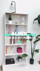 KENZZO Alder 5 Tier Multipurpose Bookshelf Cabinet Organiser Storage Wooden Rack Shelf Utility Rak Buku Kabinet