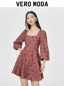 Vero Moda | Đầm Công Chúa Tay Bồng Cổ Vuông Dáng Ngọt Ngào Phong Cách Pháp Mùa Thu