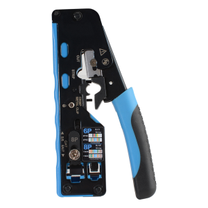 Pass Through RJ45 Crimp Tool Multi-Function for Cat7/6a/6/5e Ethernet RJ11 RJ12 Plugs Cut Strip Crimp Connectors