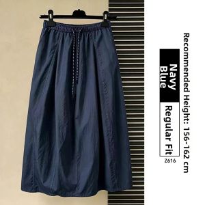XIANYIJIAO | Navy Blue Plus Size High Waist A-Line Culottes Skirt Mid-Length