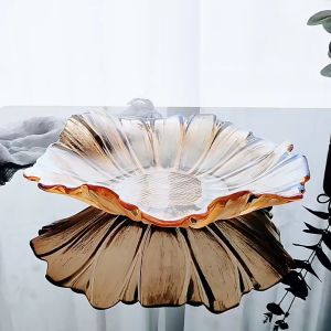 Đĩa trái cây thủy tinh cao cấp nhũ vàng Tô Đựng Hoa Quả Đĩa Trái Cây đẹp Thố thủy tinh đựng mứt ngày tết dĩa Bánh Kẹo ngày Tết đẹp sang trọng