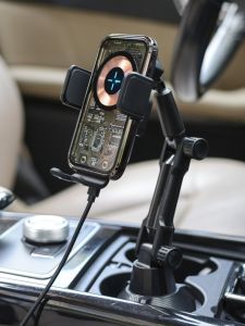 Cốc Nước Trong Suốt Gắn Trên Ô Tô 15W Sạc Không Dây Điện Thoại Di Động Giá Đỡ Điện Thoại Di Động Phong Cách Punk