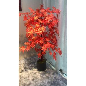 Cây lá phong đỏ giả loại cao cấp lá nhọn - Cây giả hoa lụa trang trí nhà cửa