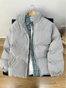 Warmth Thickened Winter Jacket Mens Quilted Cotton Padded Coat Stand Collar Bread Style High Warmth Youth Fashion Outerwear