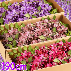 190cm Artificial Plant Vine Large Hanging Plant for Home Garden Balcony Decoration DIY Wedding Party Red Purple Fake Plant Ornaments