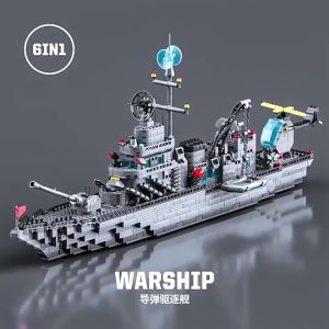 1560Pcs Warship Building Blocks Toys Large Military Warship BattleShip Model Educational Toys Children Puzzle DIY Toy Boys Gifts New Year Gifts