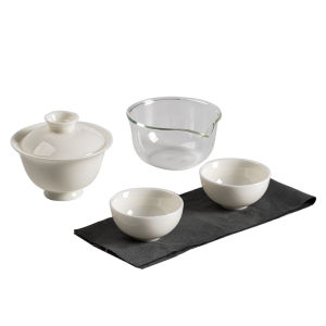 XIYUANJI | Portable Ceramic Tea Set with Bowl and Two Cups