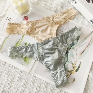 กางเกงชั้นในผู้หญิงเอวต่ำแบบไร้ตะเข็บเซ็กซี่ ผ้าไหมน้ำแข็งระบายอากาศได้ดี แห้งเร็ว กางเกงชั้นในผู้หญิงแบบ T ลายดอกไม้