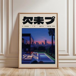 Japanese Retro Tokyo Cityscape Canvas Poster Unframed Vintage Ukiyo-e Canvas Painting Aesthetic Wall Art for Home Office Decor