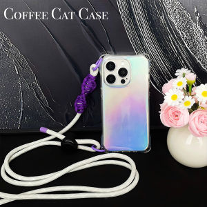Original Four-Corner Lanyard Transparent Colorful for Apple 15promax Phone Case Crossbody Portable Iphone13 Satchel Portable Chain Pura70pro Huawei Mate60 Xiaomi 14 Wrist