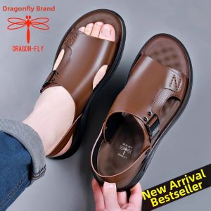 DRAGON-FLY | Mens Genuine Leather Summer Sandals Soft and Wear-Resistant