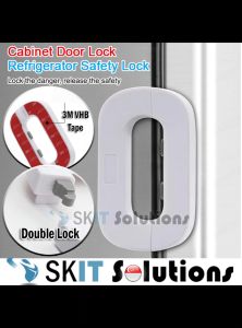 【SKIT SG】Child Safety Fridge Lock Refrigerator Locks Freezer Door Lock Security Toddler Children Sliding Door Anti-pinch Hand Kids Multifunctional Latch Catcher with Adhesive for Cupboard Door Drawer Closet Refrigerator Furniture Cabinet