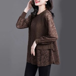 Noble Lady New Arrival Bottoming Shirt Womens Spring and Autumn False Two-Piece Suit Tops Womens Fashion Western Style Youthful-Looking Ladieswear Knitwear