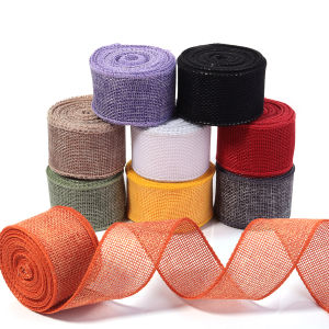 (5 yards/pack) 40mm colored linen ribbon wire edge ribbons flower lace gift box cake packaging ribbon
